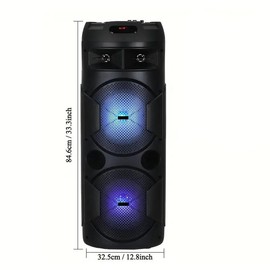 DAZONE 6000W Party Bluetooth Speakers with Dual 8" Subwoofer Stereo Sound, Remote Control, Wired Microphone