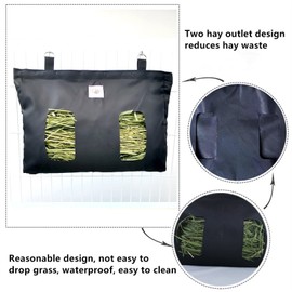 Rabbit Hay Bag, Rabbit Feeding Station Hay Bags, Guinea Pig Hay Bag, Hanging Feeding Bag for Small Animals, for Rabbits/Guinea Pigs/Chinchilla (Black)