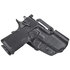 WHOLEGUNS OWB Quick Detach Belt Loop Holster Fits Springfield Armory 1911 DS Prodigy 3.5'' - Black, Right