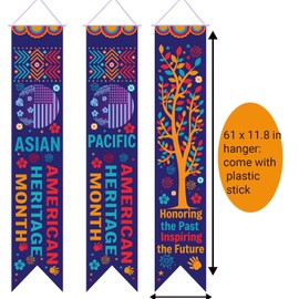 61 In AAPI Heritage Month Decorations Banner Bulletin Board Asian American and Pacific Islander Heritage Month Arab American Heritage Month DecorationsbPorch Sign Background for AAPI Party Supplies (Blue)