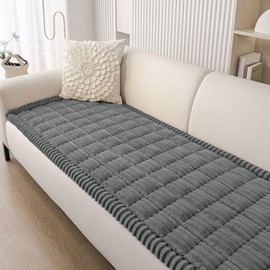 Smiry Couch Cover for Dogs Washable, Non Slip Fuzzy Pet Couch Covers for 3 Cushion Sofa Pet Friendly, Thick Soft Sofa Slipcovers Cushion Protector (Dark Grey, 27.6" x 59")