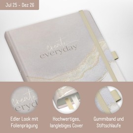 Häfft® Wochen-Notiz-Kalender 2025/2026 A5 "Beige Marble" Terminplaner 18 Monate: Jul 25 - Dez 26 - Buchkalender, Wochenplaner, Terminkalender, Wochenkalender - nachhaltig & klimafreundlich