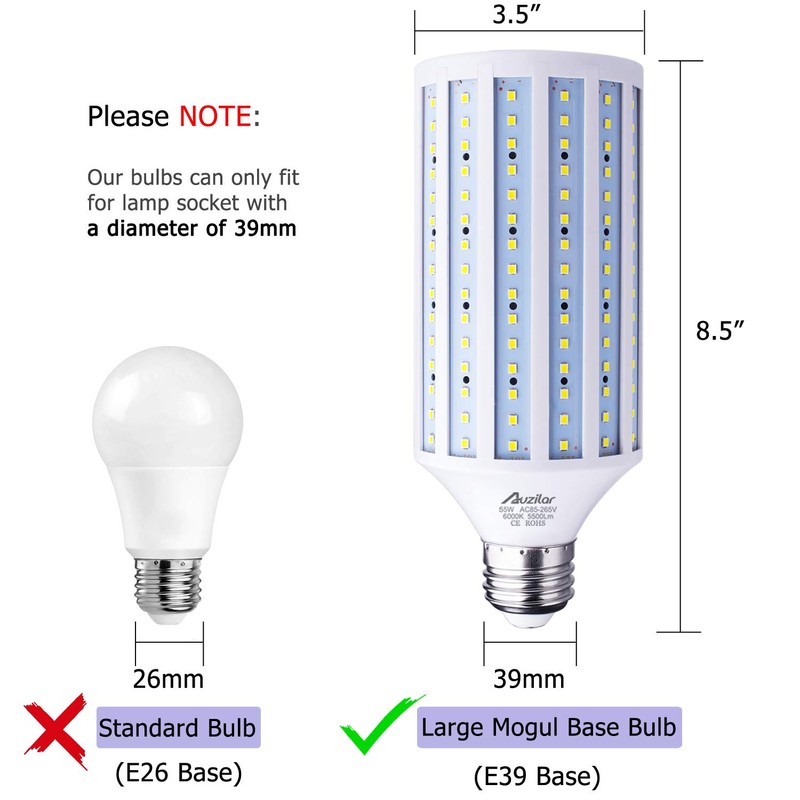 Auzilar 55W LED Corn Light Bulb (E39 Large Mogul Base)