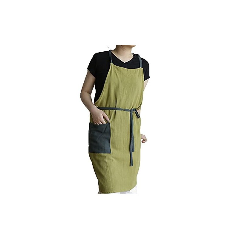 UHEIM Premium Ultra lightweight(0.4 lbs) Pure Linen Bib Apron Adjust