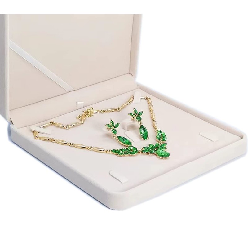 Fadsace Plush Velvet Jewelry Set Box Organizer Necklace Earring Ring