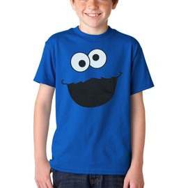 Animation Shops Cookie Monster Face Youth Kids T-Shirt (Youth X-Large[18/20]) Blue