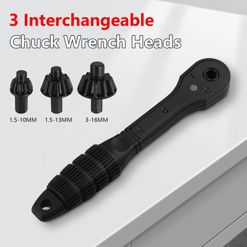 LAPUOTSP 2-in-1 Ratchet Drill Chuck Key Wrench, Universal Chuck Key