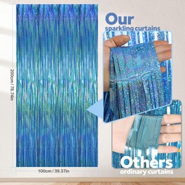 WD&CD Tinsel Curtains Colourful, Pack of 3 1 x 2 m Metallic Glitter Curtain Fringe, Glitter Foil Fringe for Party Decoration, Birthday Decoration, Wedding Decoration, Happy Birthday Decoration, Baby