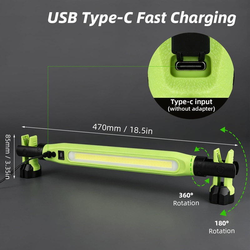 2 Pack Rechargeable LED Work Light, 3000LM Portable Mechanic Light