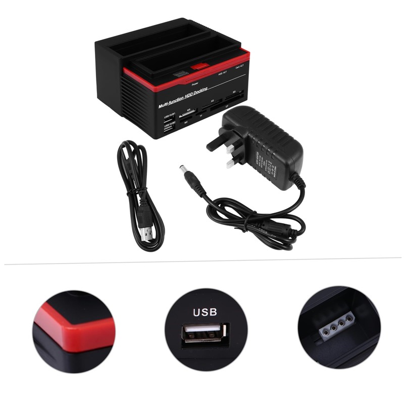 Operitacx Multi Function Hard Drive Docking Station Hub Dual Bay