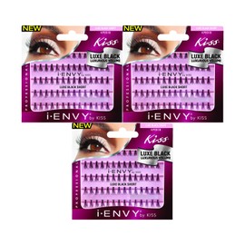 Kiss Individual Flare, Luxe Black, Short (Pack of 3)