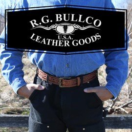R.G. BULLCO - 1-1/2" Full Grain Belt with Oil Tanned Solid Thick Leather and Celtic Barb Design - Brown - Size 50 - RGB-125X