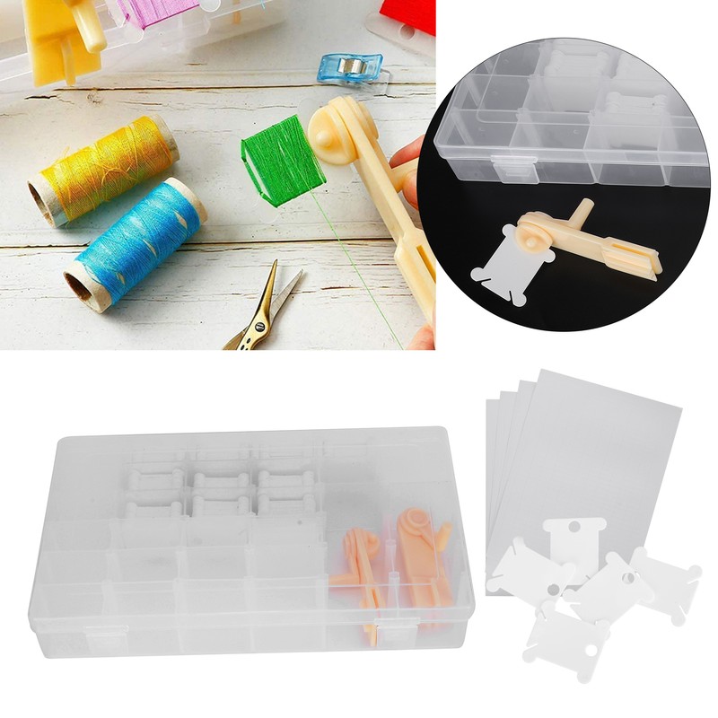 Embroidery Floss Organizer Box Milk White Cross Stitch Plastic Bobbins