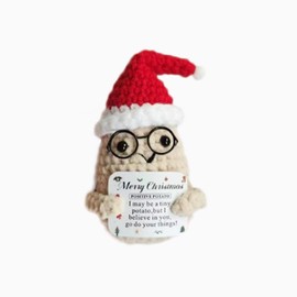 Hoepavy Positive Crochet,Emotional Support Crochet,Hand Woven Cute Potato Ornaments,Positive Energy Card Yarn Knitted Dolls,Suitable For Office,Home,Desktop,And Car Decoration