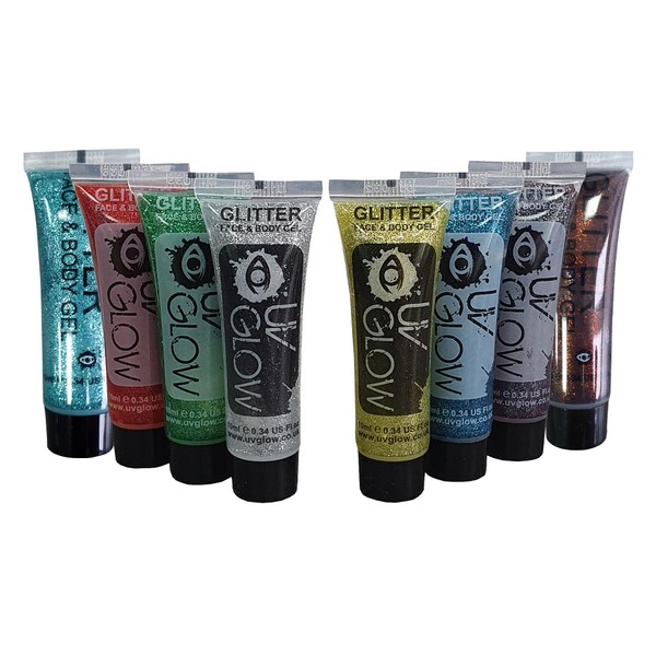Face & Body Glitter Gel 10ml - Set of 8