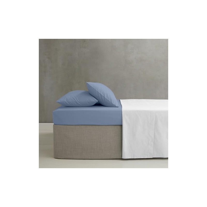 Catherine Lansfield Easy Iron Percale Combed Double Fitted Sheet Blue
