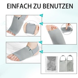 MEMNUN Arch Pads Are Used to Treat Flat Feet, Collapsed Arches, Plantar Fasciitis, High Arches, Bunions, and Relieve Fatigue and Pain Caused by Overuse of the Feet (Gray, One Size)