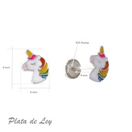 Minoplata Ohrstecker für Mädchen, Einhorn, aus 925er-Sterlingsilber, mit Schraubverschluss für Babys, modisches Design, ideal als Geschenk