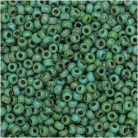 Miyuki Round Seed Beads, 11/0, 8.5 Gram Tube, 4514 Seafoam Green Matte Picasso