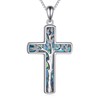 SHEAISRS Tree of Life Cross Necklace 925 Sterling Silver Abalone
