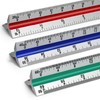 Kyuionty Engineer Scale Ruler 12 Inch, Aluminum Laser-Etched Triangular Drafting