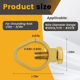 BaYiToo 2 Pcs Direct Burial Ground Rod Clamp, 3/4" Diameter Copper Ground Rod Clamp Great for 3/5’’ - 4/5” Grounding Rods