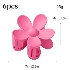 MQLSAERI Pack of 6 Large Claws Hair Clips, Matte Flower Hair Clips, Plastic Flower Shape, Non-Slip Hair Claws, Hair Clips for Women - 6 Colours