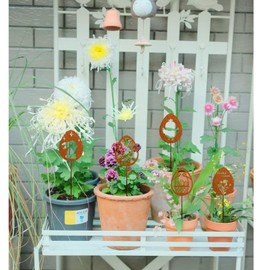 Osterdeko für draußen Gartenstecker,Ostern Deko Frühling Garten Outdoor,Gartendeko Rost Ostereier 5er Set,Blumenstecker Eier Osterschmuck wetterfest aus Metall für Terrasse Balkon Blumentopf