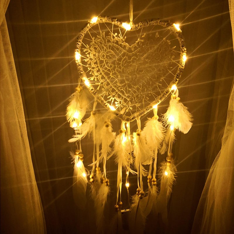 Srliya Atrapasueños con Forma de Corazón Hueco, Tejido a Mano,