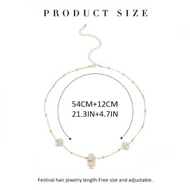 Catery Crystal Headchain Head Jewelry Boho Hair Chain Rhinestone Goddess Bridal Hair Jewelry Wedding Hair Accessories for Women and Girls (Gold)