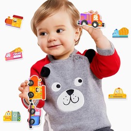 Wooden Train Set - Magnetic Connected Toys -11 Gifts for gripping - Toy Train for Boys and Girls - for Toddlers Toddlers 3 Years and up