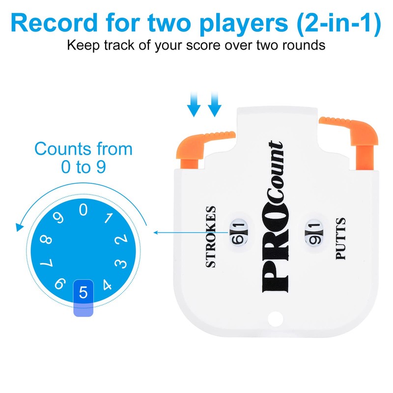 PATIKIL ゴルフスコアカウンター 2桁得点キーパー ミニゴルフショットストロークカウンター ゴルフゲームのスコアキーパー向け 室外スポーツスコアボード用 ホワイト オレンジ