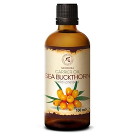 Aceite de Espino Amarillo 100ml - Prensado en Frío - Aceite de Hippophae Rhamnoides - 100% Puro y Natural - Botella de Cristal - Cuidado Intensivo para Rostro - Cabello - Piel - Cuidado Corporal