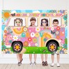 Lecheme Hippie Party Decorations Groovy Bus Banner 60s Daisy Backdrop