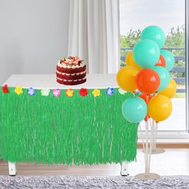 FUNOMOCYA Tropical Luau Table Skirt Decorations for Birthday Party Hawaiian Party Supplies Grass Skirt Decorations