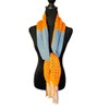 Upcycled Denim and Crocheted Scarf, Orange, White, Denim