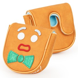 LZFAN Golf Putter Covers DF3 Mallet Putter Headcover Driver Fairway Hybrid Protector Embroidered Gingerbread Man Leather