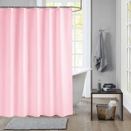 meioro Solid Colour Shower Curtains, PEVA Waterproof Bathroom Curtain Includes Curtain Hooks, Waterproof Shower Curtain Liner for Bathtubs(Pink), 47 x 70 Inch