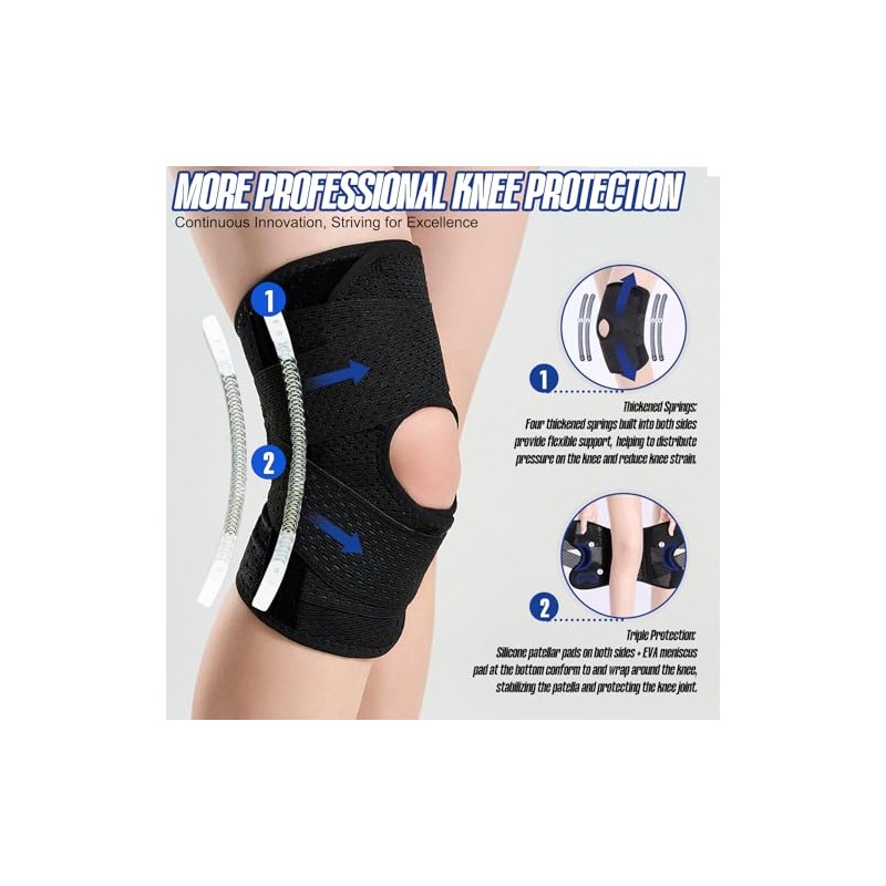 Knee Support with Lateral Stabilizers and Patular Support, Adjustable Knee