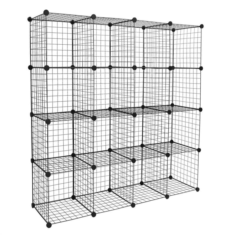 FRITHJILL 16 Cube Grid Wire Storage Shelve,Multifunction Shelving Unit Modular