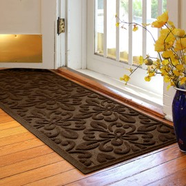 Bungalow Flooring Waterhog Runner Door Mat, 2' x 5' Made in USA, Durable and Decorative Floor Covering, Skid Resistant, Indoor/Outdoor, Water-Trapping, Phoenix Collection, Dark Brown