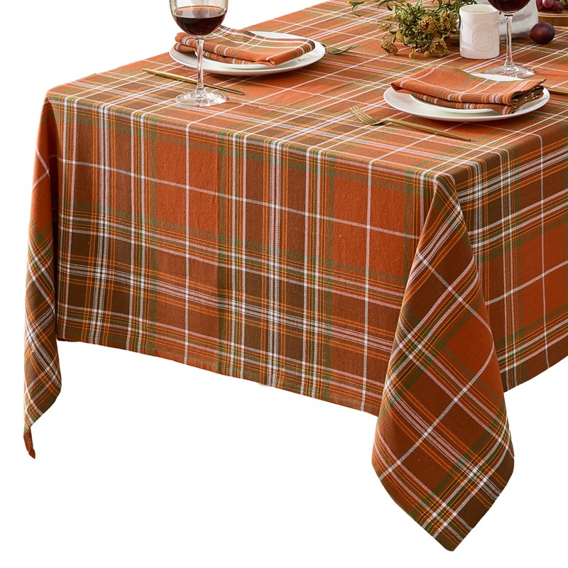 Culloden Autumn Harvest Plaid Thanksgiving Fabric Weave Napkins, Traditional Bold