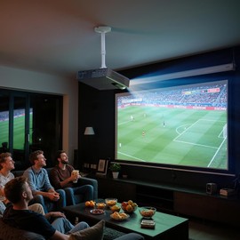 DAWASAPAT Projector Mount for Ceiling/Wall - ¼-Inch Screw Adjustable Tilt&Swivel Hanging Wall Mount Hanger Rack with Extension Pole for Mini Projector with Cable Ties