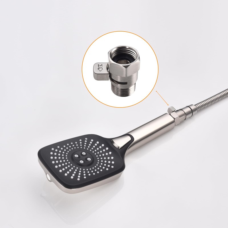 ChuangTim Brushed Nickel Water Flow Control Valve, 1/2" Shower Head