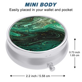 Aiawoxc Pill Case, Cute Travel Pill Box for Purse, Moisture ​Proof Small Pill Holder, Portable Pocket Pill Organizer Dispenser ​to Hold Vitamins, Cod Liver Oil and Supplements(Green Ocean Marble)