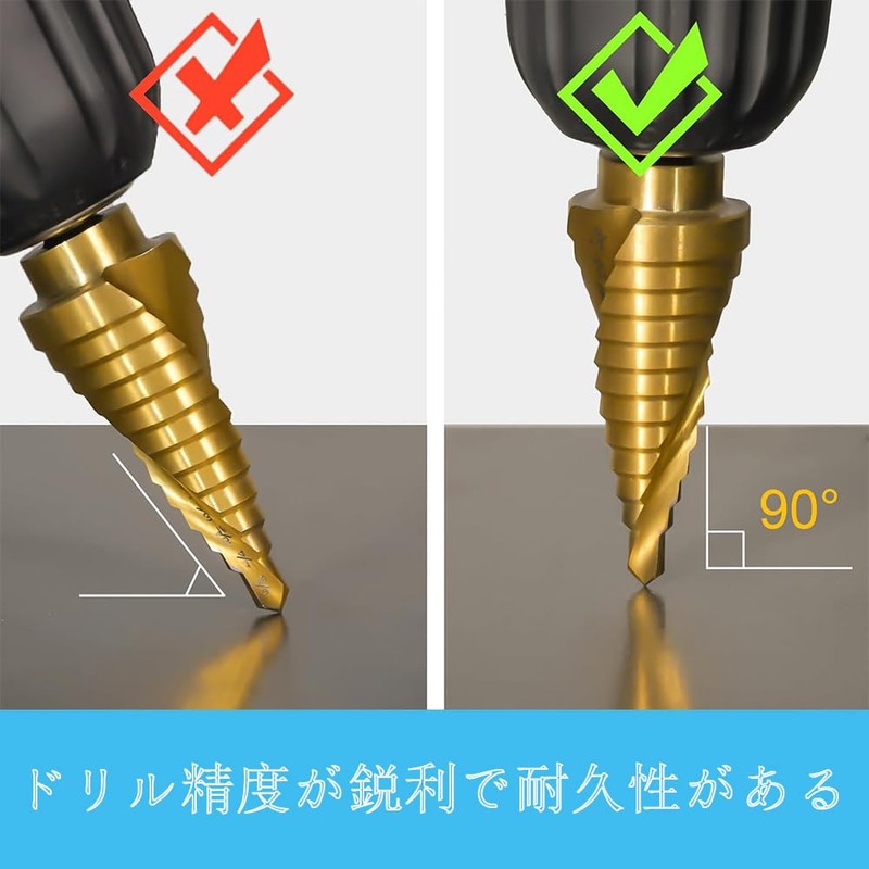 KALOLINNA Step Drill, Hexagonal Shaft, Titanium Coating, Drilling Enlargement, Helix,
