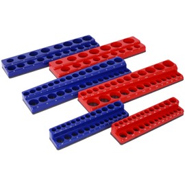 SPOFLYINN red and Blue One Size 6 Pieces Holder Kit Magnetic Organizer Set Includes 1/4", 3/8", 1/2" Drive Metric SAE Socket Trays