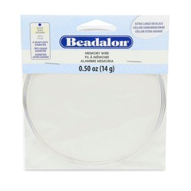 Beadalon Carbon Steel Memory Wire, Extra Heavy Duty Round, Extra Large Necklace, Silver Plated, 0.5 oz Approx. 5 coils