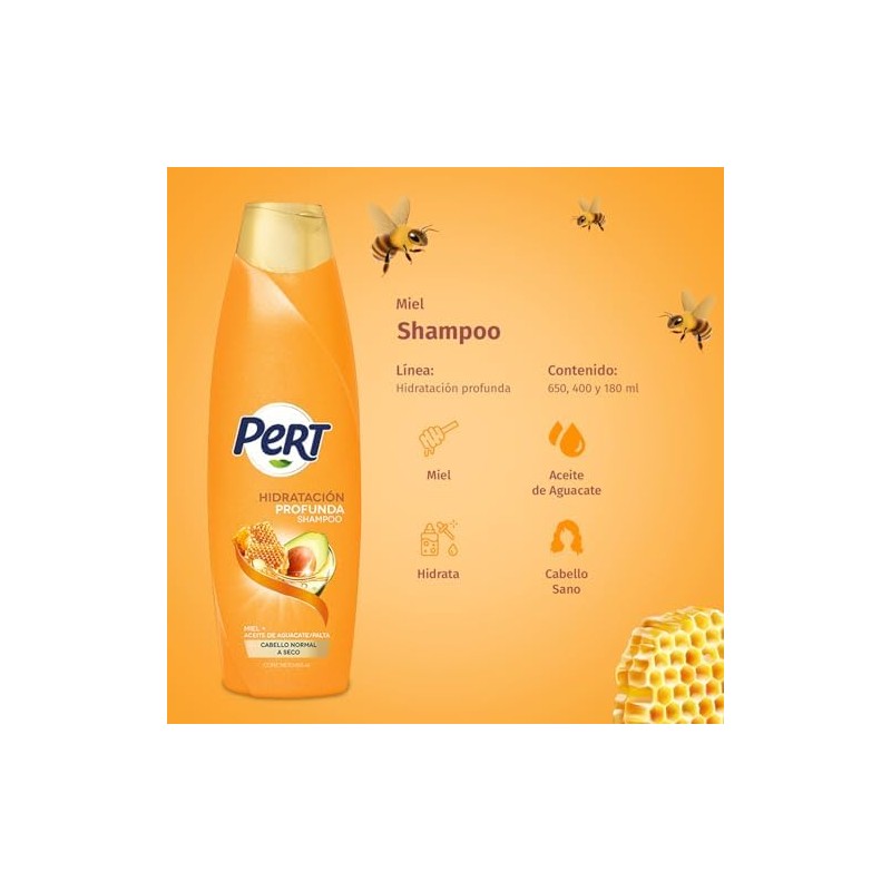 PERT, Shampoo Miel y Aguacate Ayuda a que tu cabello