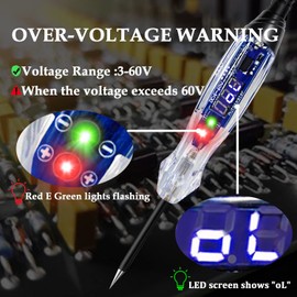 ATOBLIN Buzzer Test Light Automotive, 4-60V DC LED Digital Circuit Tester, Heavy Duty Light Tester with Voltmeter, Auto Voltage Tester Electric Probe Test Pen for Fuse, Battery, Polarity